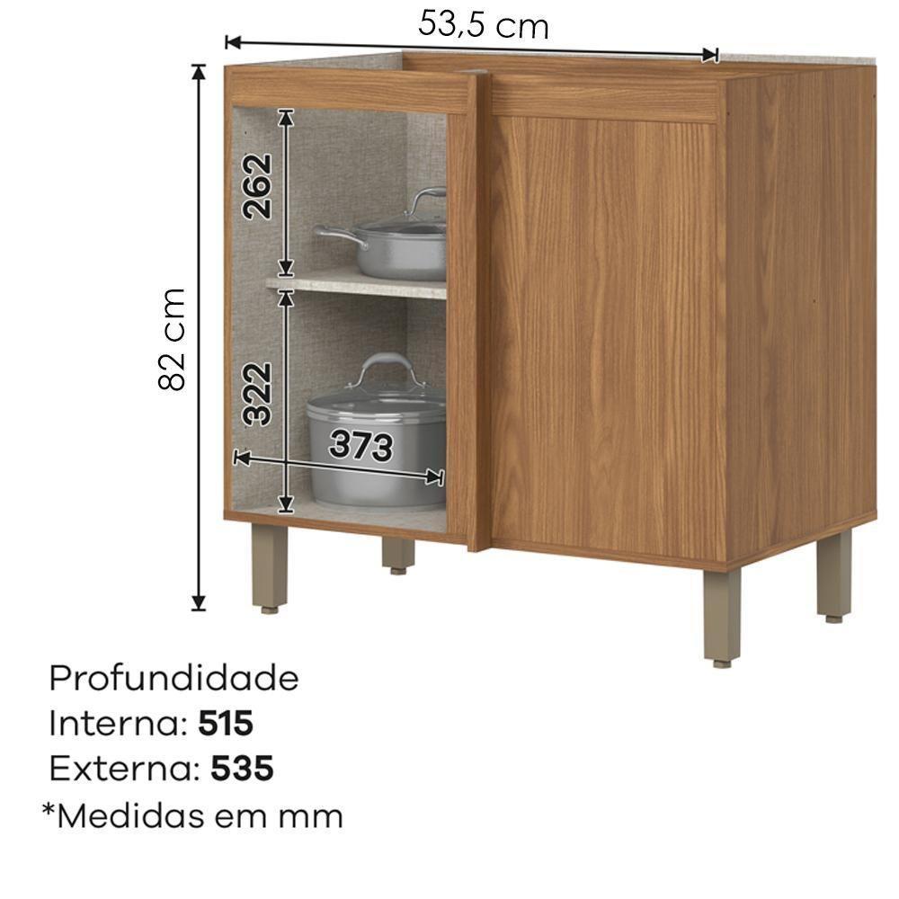 Balcao Canto Reto Tampo 1 Porta 84 Cm Requinte Henn Nature Areia - 3