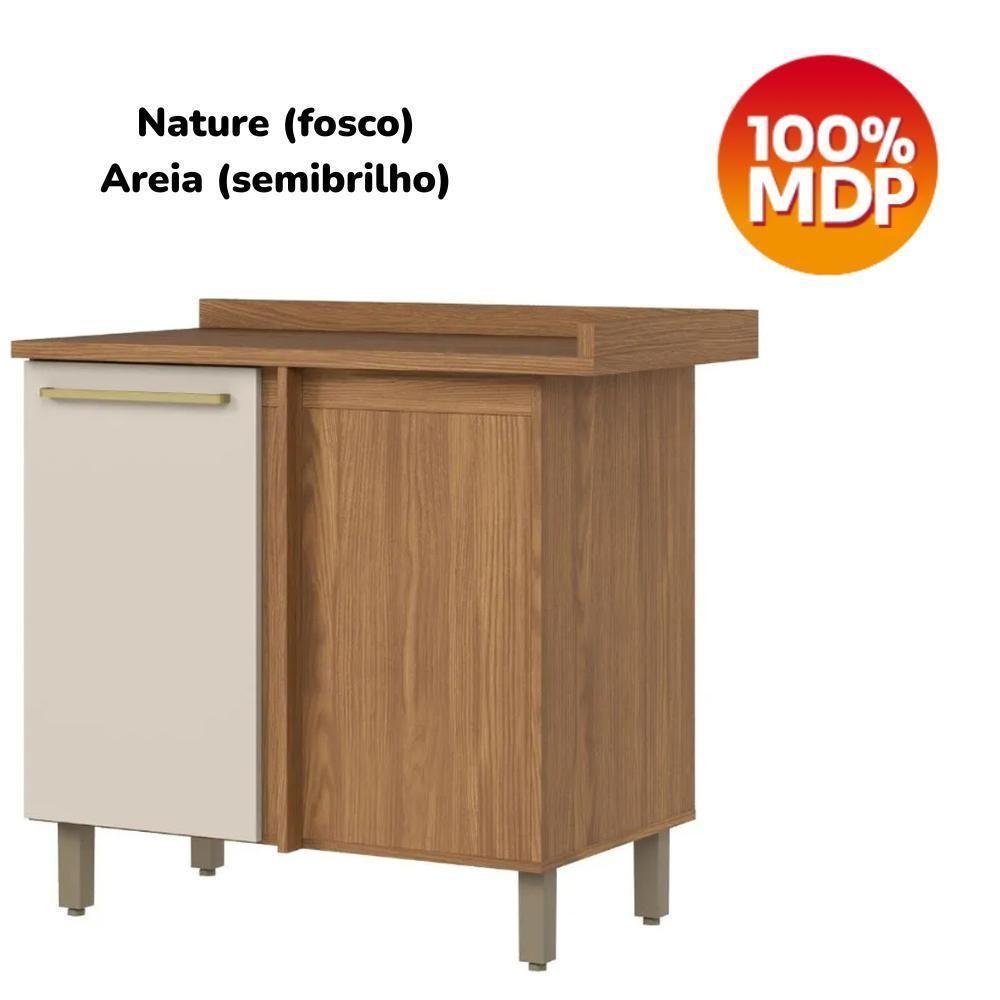 Balcao Canto Reto Tampo 1 Porta 84 Cm Requinte Henn Nature Areia - 6