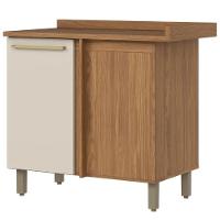 Balcao Canto Reto Tampo 1 Porta 84 Cm Requinte Henn Nature Areia - 1