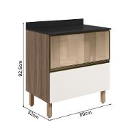 Balcao Tampo 2g Vidro 80cm Mdf Kali 16415 Nicioli Carvalho Toq Off White Cetim - 3