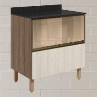 Balcao Tampo 2g Vidro 80cm Mdf Kali 16415 Nicioli Carvalho Toq Bianco Toq - 2