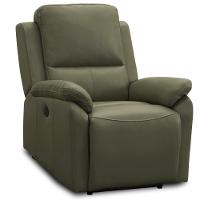 Poltrona Do Papai Retrátil Reclinável Elétrica Aniche L06 Couro Verde Musgo - Lyam Decor - 1