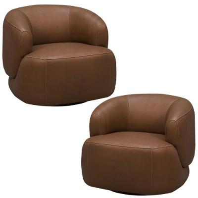 Kit 2 Poltronas Decorativas Giratórias Begur L06 Couro Marrom Lyam Decor