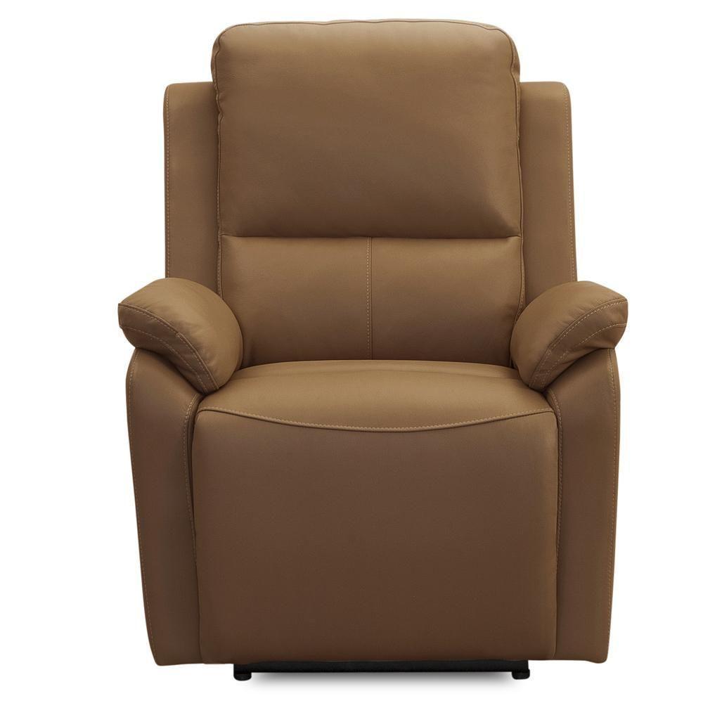 Poltrona Do Papai Retrátil Reclinável Elétrica Aniche L06 Couro Marrom Claro - Lyam Decor - 2