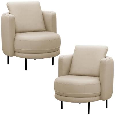 Kit 2 Poltronas Decorativas Orgânica Belfort L06 Couro Bege Lyam Decor