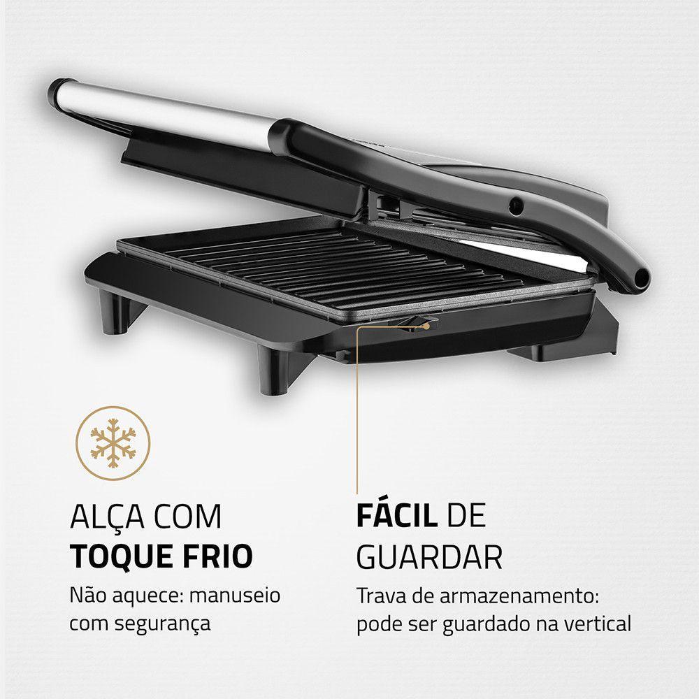 Sanduicheira E Grill Mondial Press Antiaderente Preto/inox 127 V - 2
