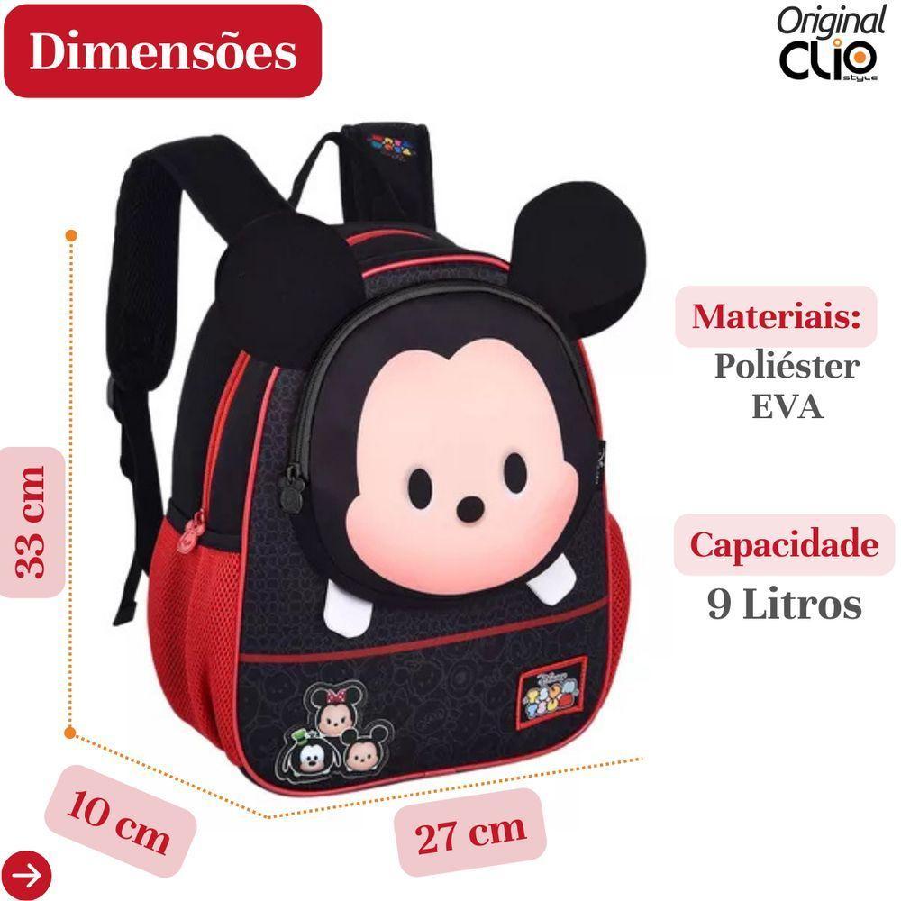 Mochila Escolar Infantil Costas Mickey Orelhinhas 3d Resistente Diversos Compartimentos Alças Acolchoadas Qualidade - 3