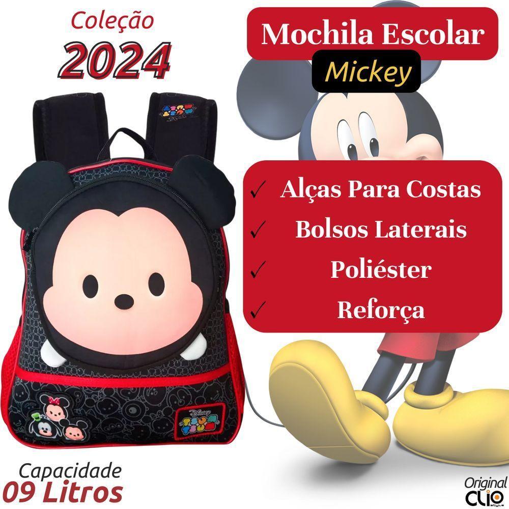 Mochila Escolar Infantil Costas Mickey Orelhinhas 3d Resistente Diversos Compartimentos Alças Acolchoadas Qualidade - 6