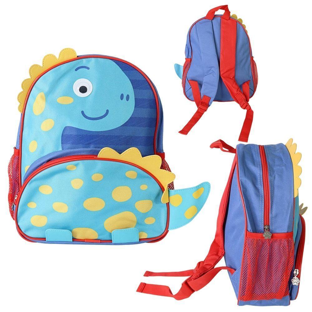 Mochila Escolar Infantil Com Alças Reforçadas Para Menino Estudar Dinossauro Azul - 2