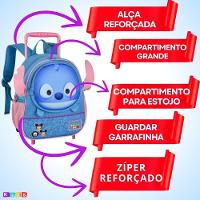 Mochila Escolar Infantil Com Alças Reforçadas Bolsa Para Estudar Stitch Tsum - 1