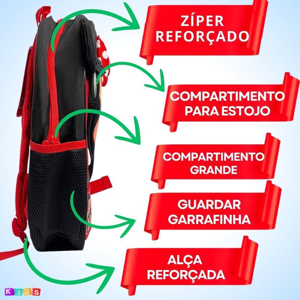 Mochila Escolar Infantil Com Alças Reforçadas Para Menina Estudar Minnie - 9