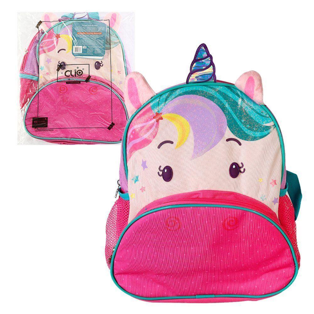 Mochila Infantil Unicórnio Com Alças Bolsos E Design 3d - 4