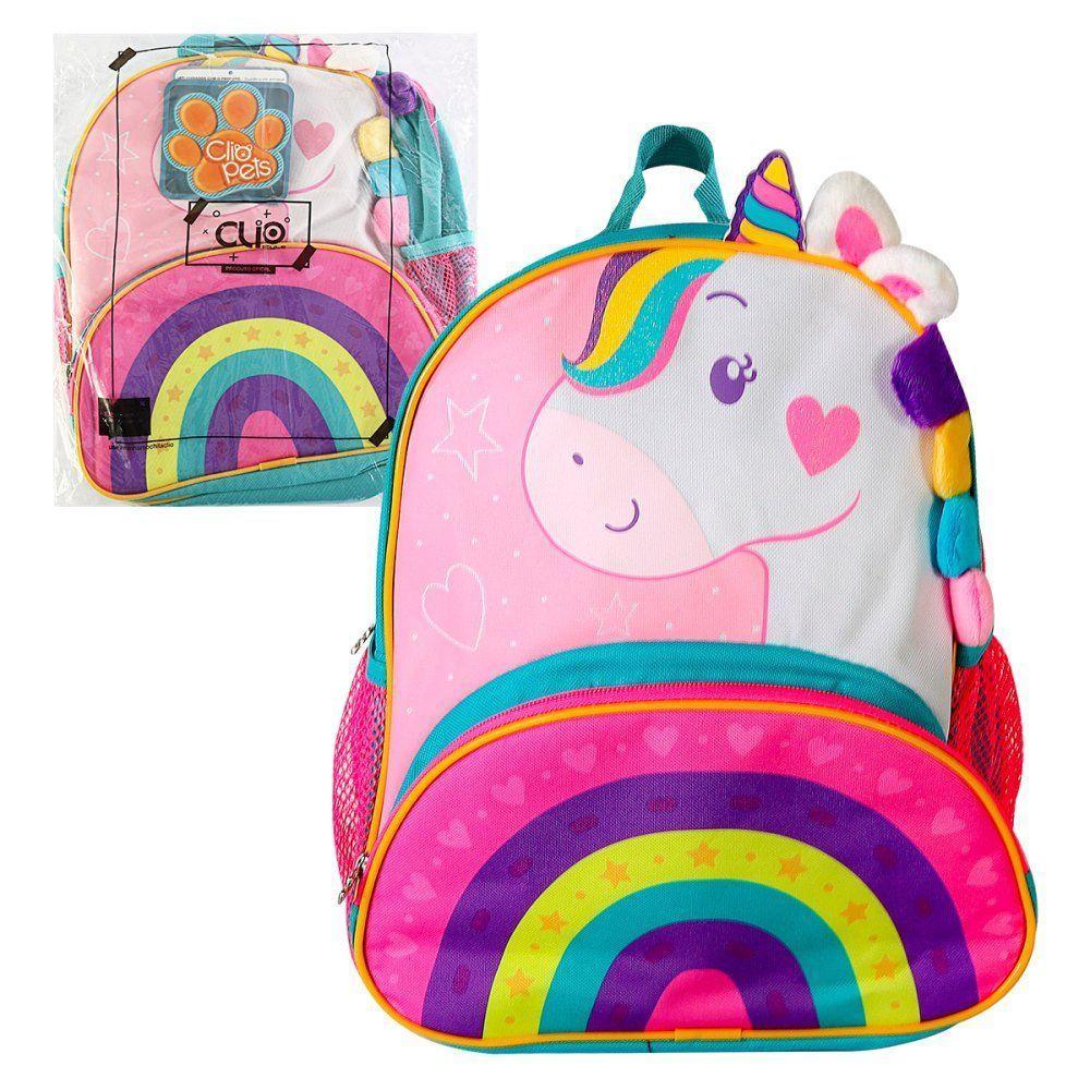 Mochila Infantil Unicórnio Com Alças Bolsos E Design 3d - 5