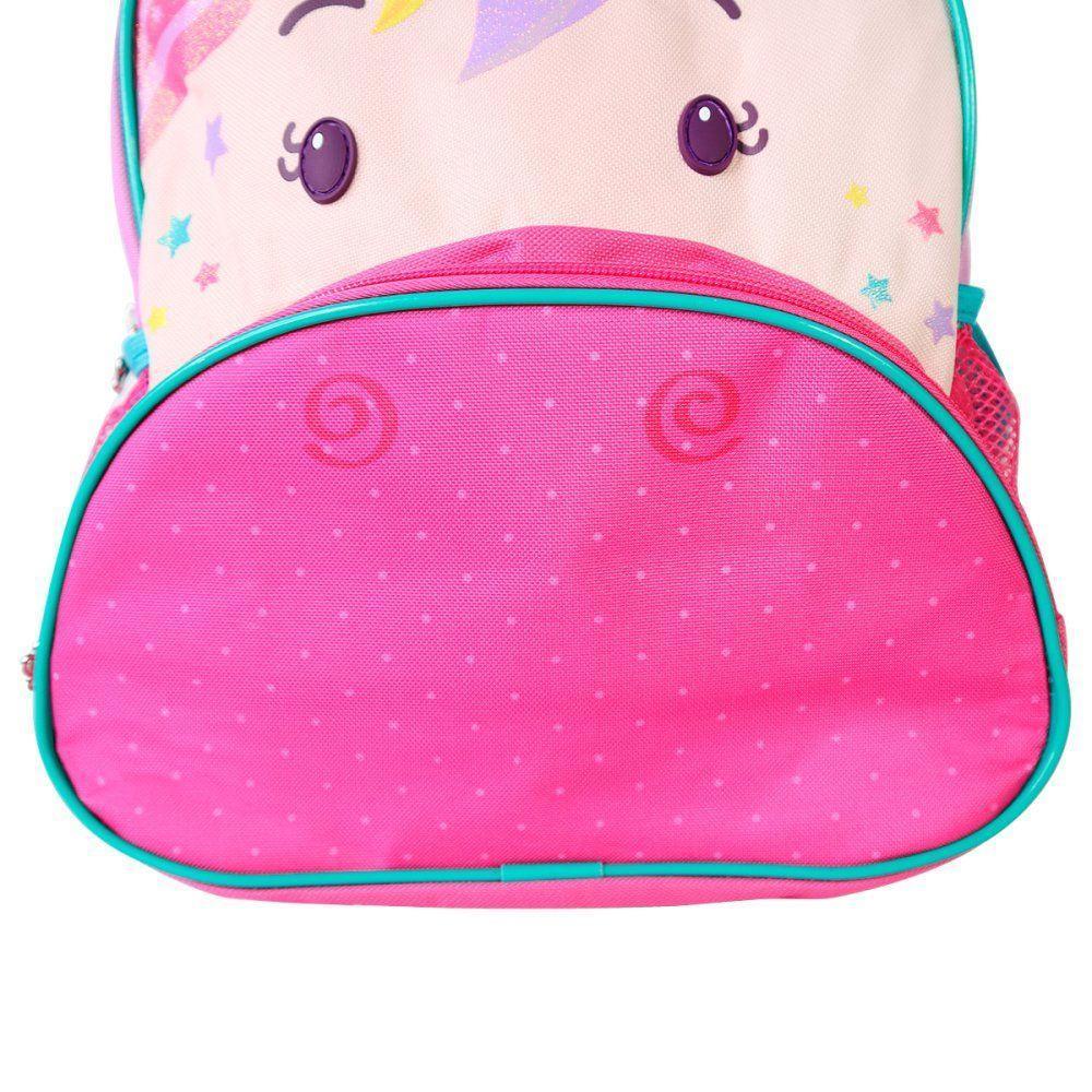 Mochila Infantil Unicórnio Com Alças Bolsos E Design 3d - 6