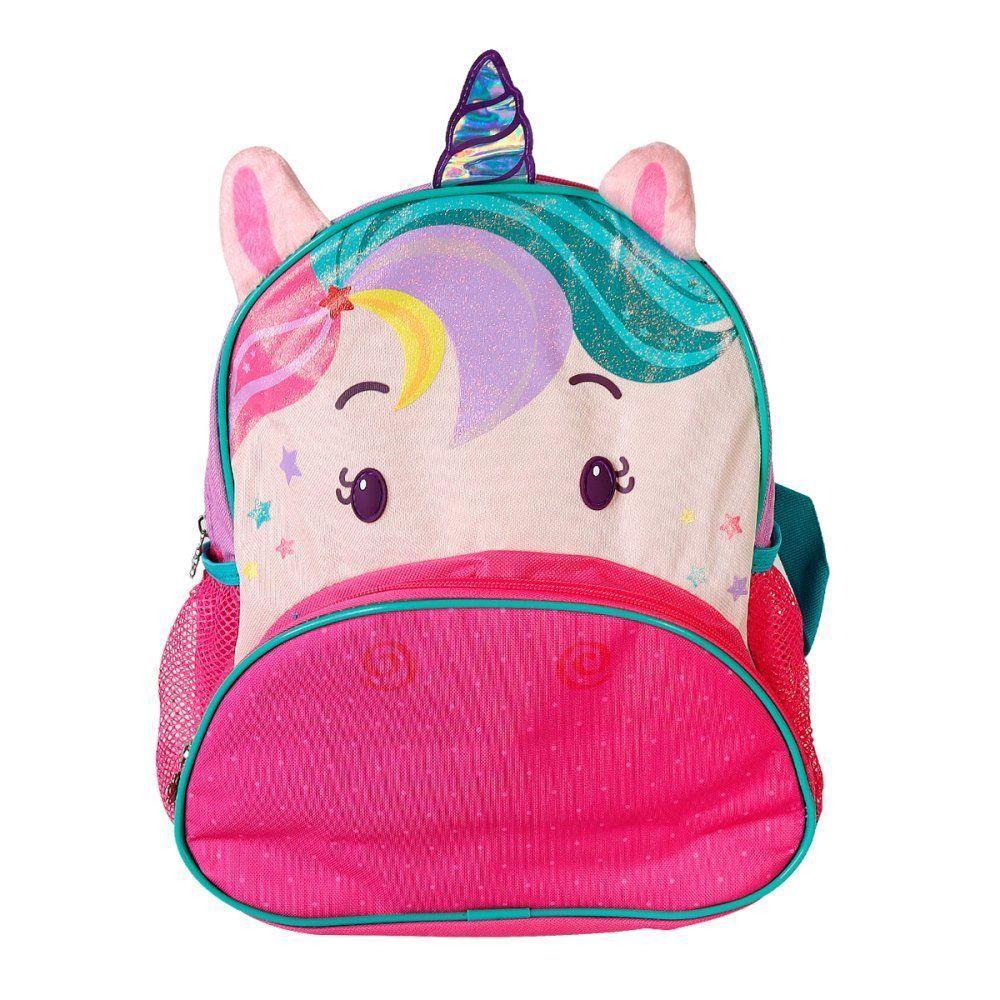 Mochila Infantil Unicórnio Com Alças Bolsos E Design 3d - 10