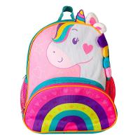 Mochila Infantil Unicórnio Com Alças Bolsos E Design 3d - 1