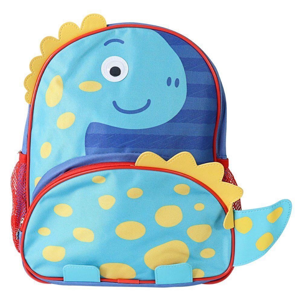 Mochila Infantil Dinossauro Azul Com Detalhes Em Relevo 10l - 1