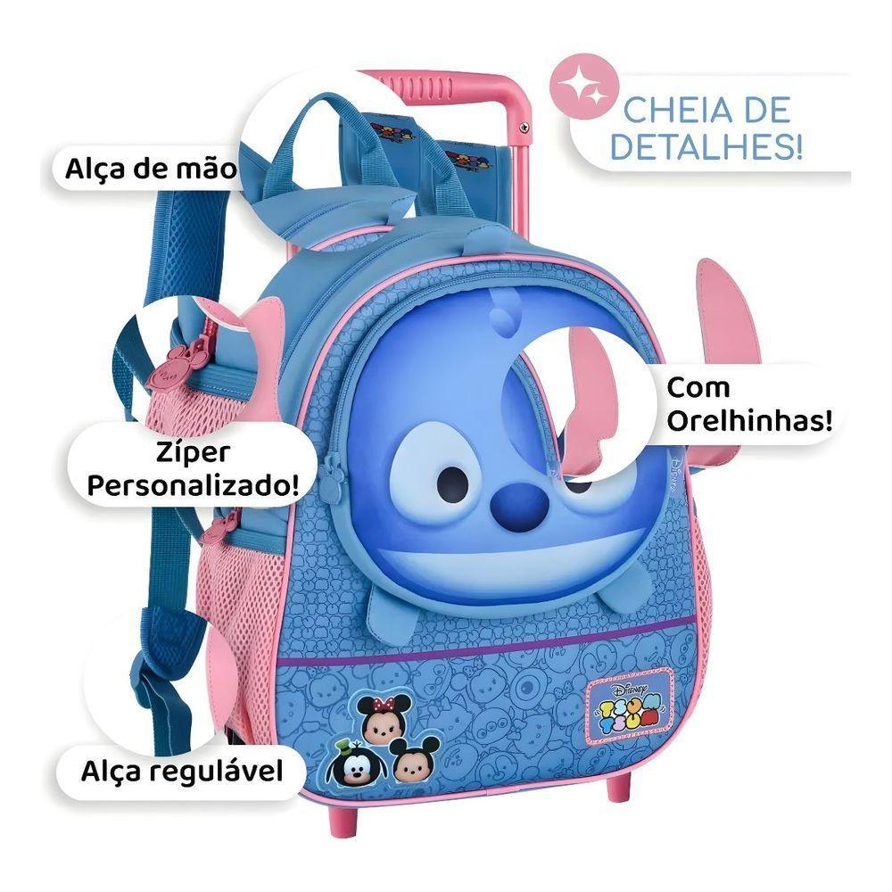 Mochila Infantil Com Rodinhas Stitch Tsum - Praticidade E Diversão - 2