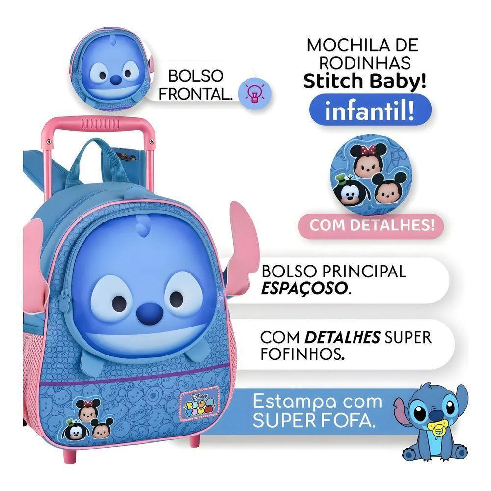 Mochila Infantil Com Rodinhas Stitch Tsum - Praticidade E Diversão - 4