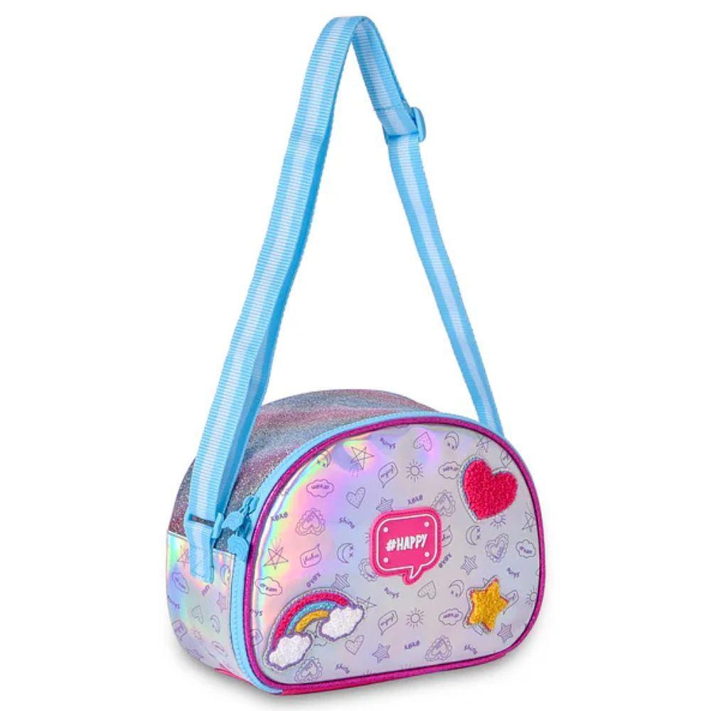 Kit Mochila De Rodinhas + Lancheira Térmica + Estojo Duplo Happy Clio Azul - 3