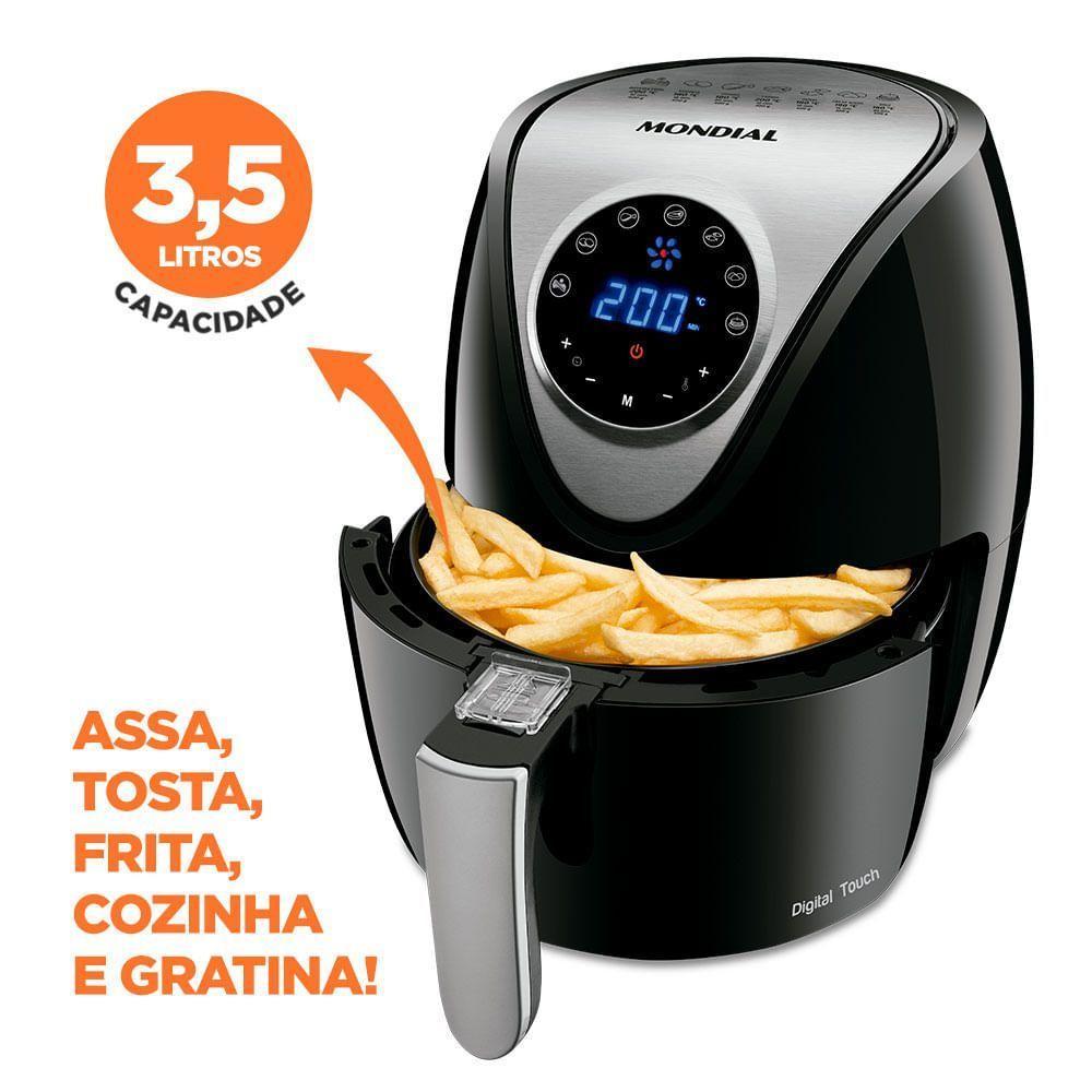 Fritadeira Elétrica Mondial Family Iv 3,5L Inox Digital Touch Preto Inox AF-30-DI 220V - 5