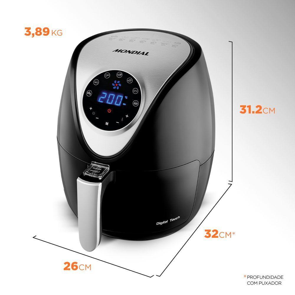 Fritadeira Elétrica Mondial Family Iv 3,5L Inox Digital Touch Preto Inox AF-30-DI 220V - 6