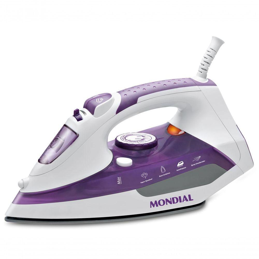 Ferro A Vapor Mondial Ceramic Express F-40 Ferro A Vapor-220v-branco/lilás - 1