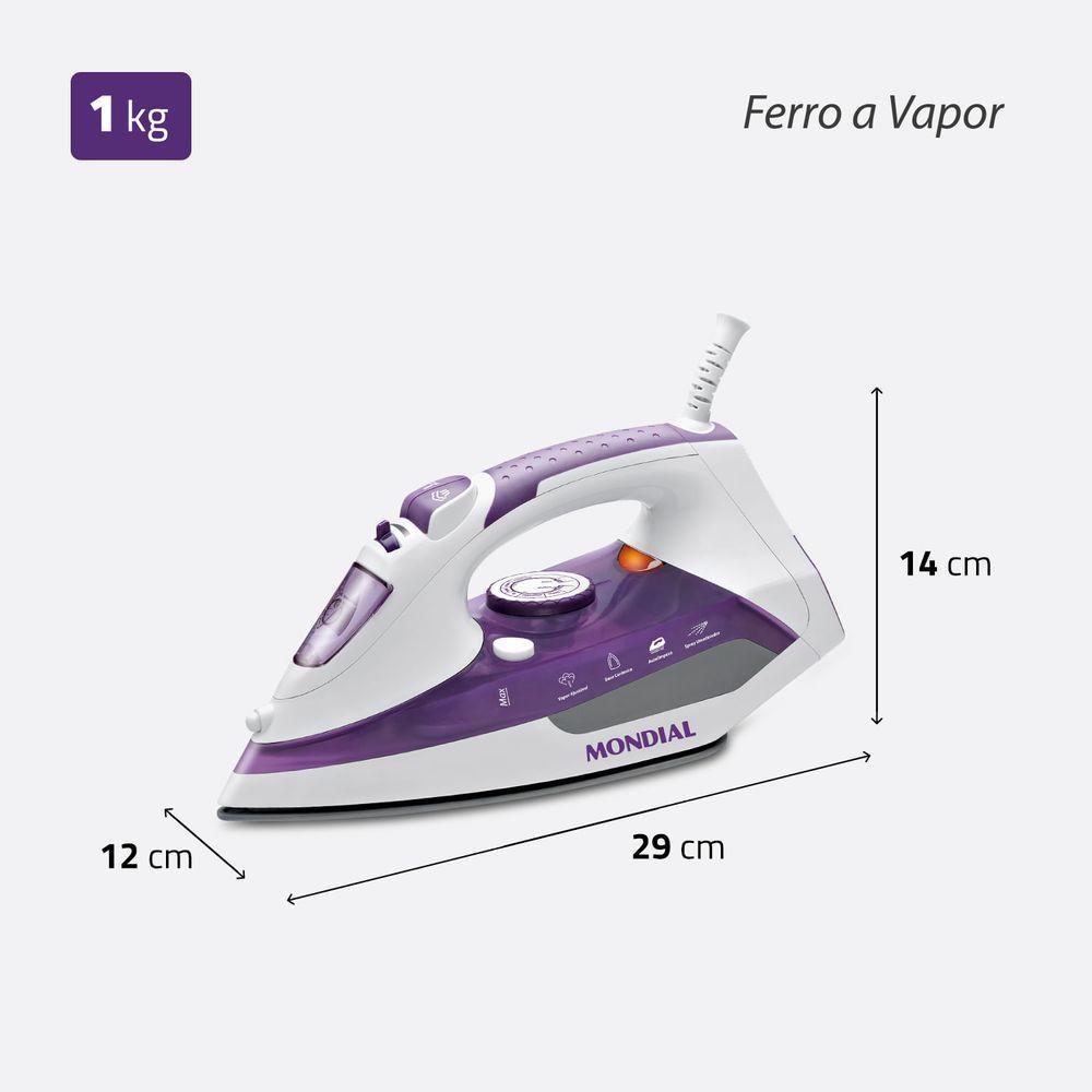 Ferro A Vapor Mondial Ceramic Express F-40 Ferro A Vapor-220v-branco/lilás - 7