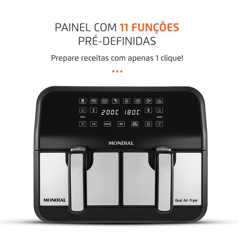 Fritadeira Air Fryer Dual Duplo Cesto 8l Mondial Afd-01-bi Air Fryer Afd-01-bi 127v/60hz - 2
