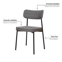 Cadeira Mynna Fixa C/4 Pes 525 X 470 X 790 Mm C/2 Un. Corriente Cinza Corriente Cinza - 3