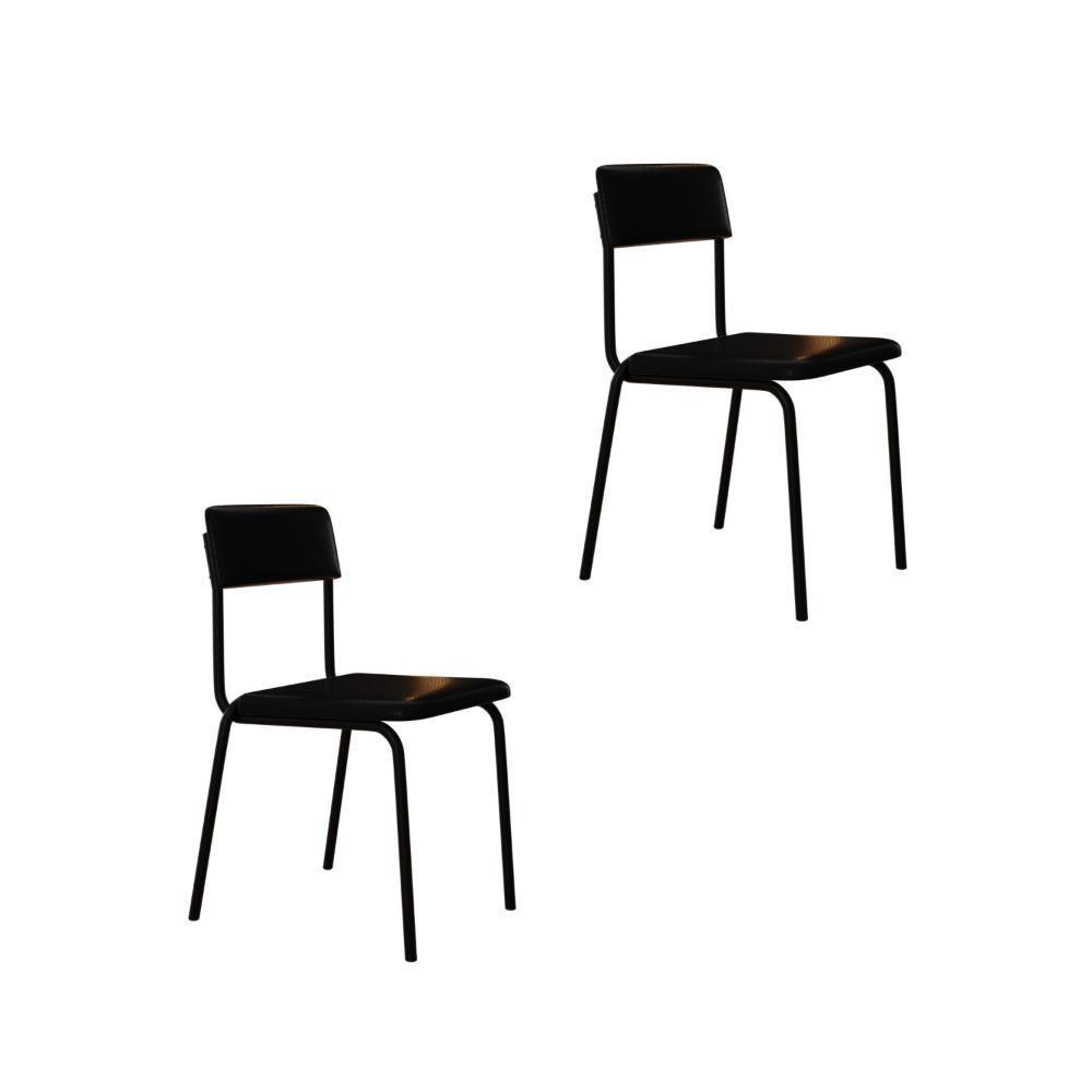 Cadeira Fit Fixa C/4 Pes 475 X 505 X 810 Mm C/2 Un. Courino Preto Courino Preto - 1