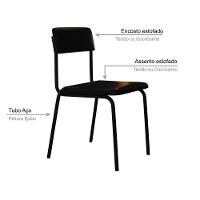 Cadeira Fit Fixa C/4 Pes 475 X 505 X 810 Mm C/2 Un. Courino Preto Courino Preto - 3
