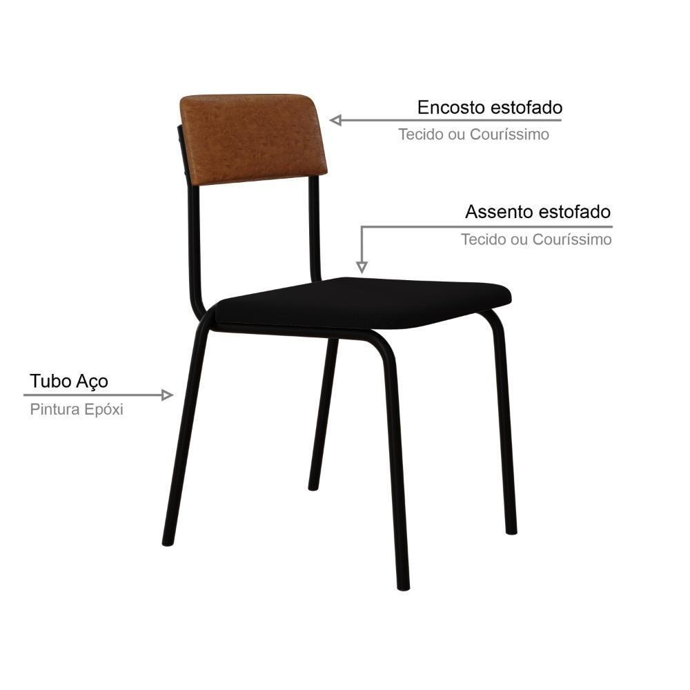 Cadeira Fit Fixa C/4 Pes 475 X 505 X 810 Mm C/2 Un. Preto/courino Caramelo Preto/courino Caramelo - 3