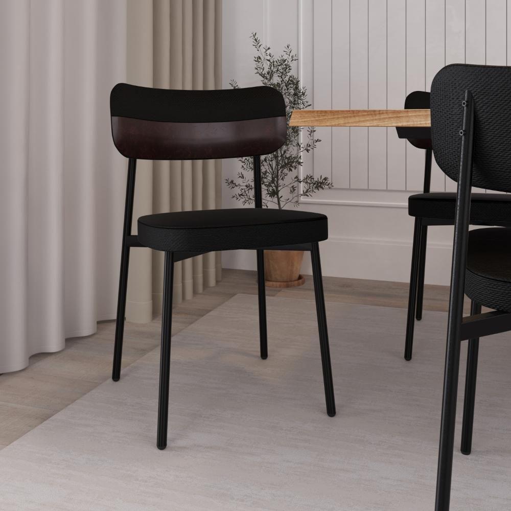 Cadeira Alloa Fixa C/4 Pés 50 X 44,7 X 83,8 Cm C/1 Un. Corriente Preto/courino Café Corriente Preto/courino Café - 2