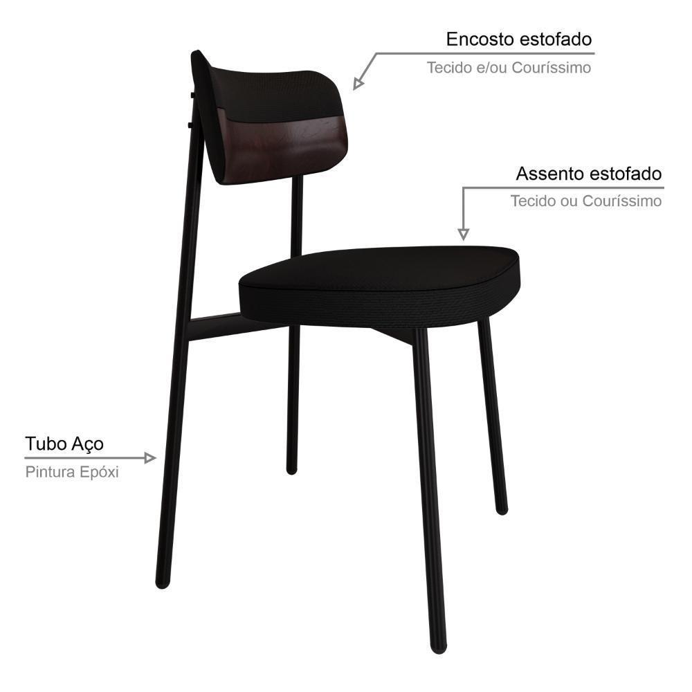 Cadeira Alloa Fixa C/4 Pés 50 X 44,7 X 83,8 Cm C/1 Un. Corriente Preto/courino Café Corriente Preto/courino Café - 3