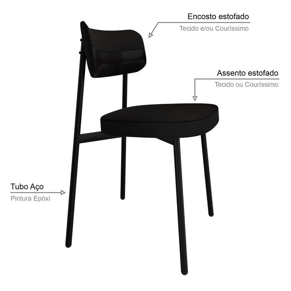 Cadeira Alloa Fixa C/4 Pés 50 X 44,7 X 83,8 Cm C/1 Un. Corriente Preto/courino Preto Corriente Preto/courino Preto - 6