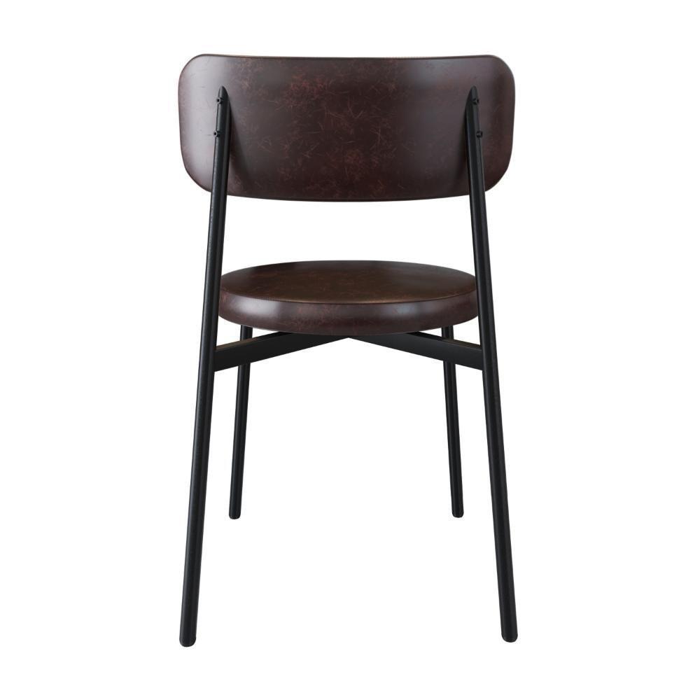 2 Unidades Cadeira Kyta Fixa C/4 Pés 50 X 44,7 X 83,8 Cm - Courino Café - Preto Fosco Epoxi Courino Café - 5