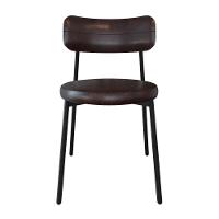 2 Unidades Cadeira Kyta Fixa C/4 Pés 50 X 44,7 X 83,8 Cm - Courino Café - Preto Fosco Epoxi Courino Café