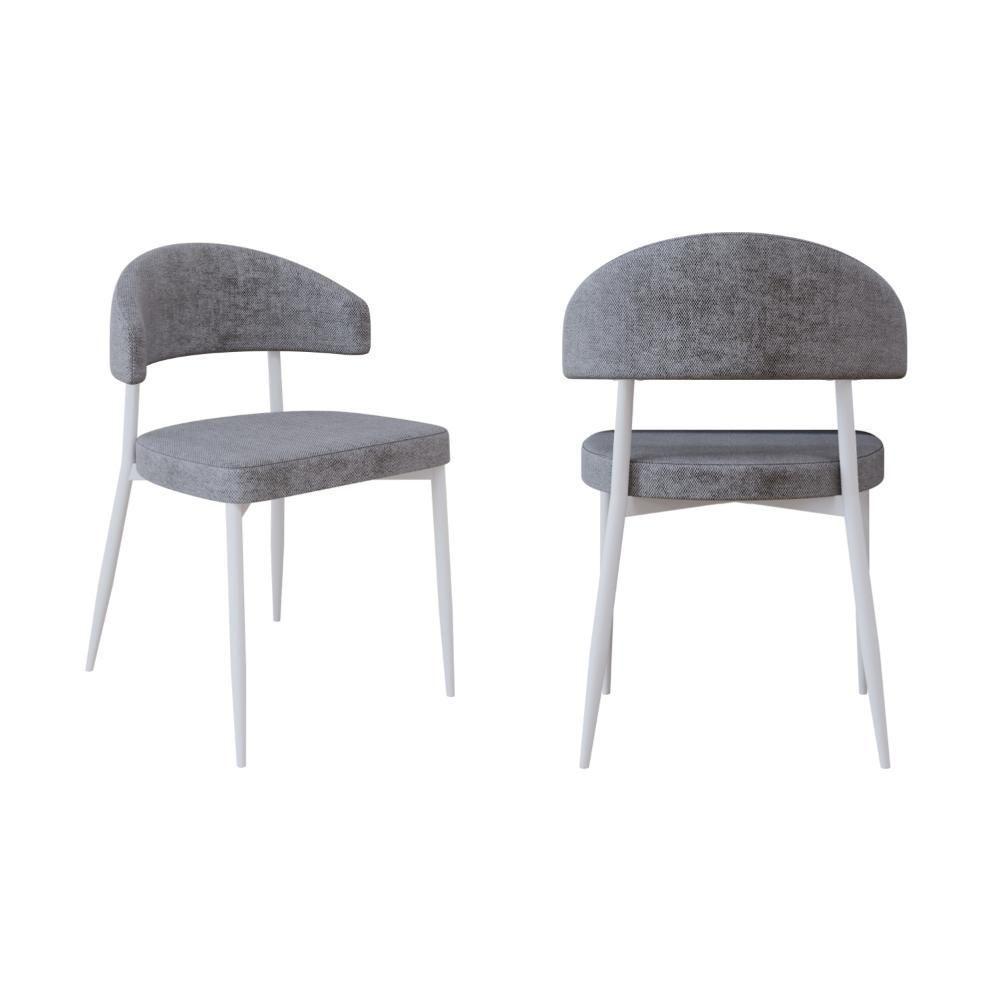 2 Unidades Cadeira Bless Fixa C/4 Pés 53 X 55 X 78cm Pés Brancos. Lautrec Cinza Lautrec Cinza - 1