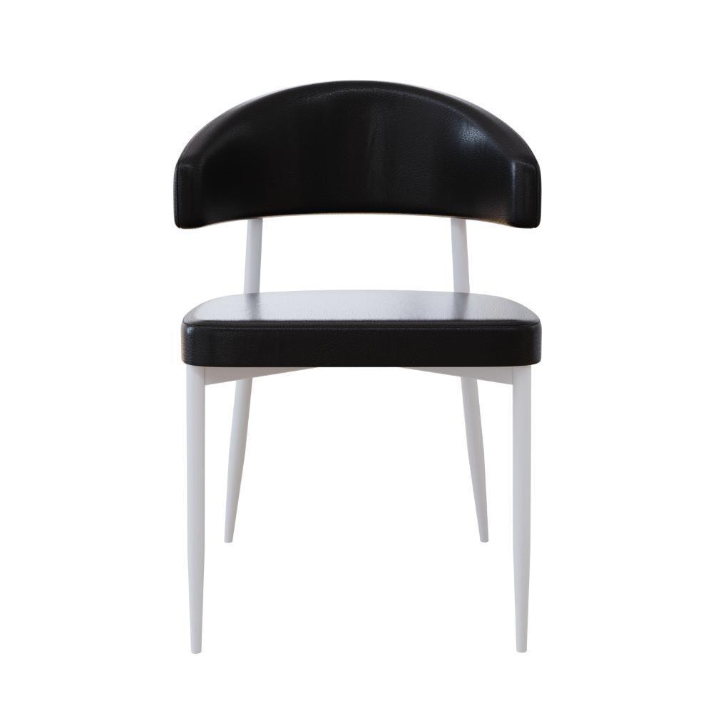 2 Unidades Cadeira Bless Fixa C/4 Pés 53 X 55 X 78cm Pés Brancos. Courino Preto Courino Preto - 4