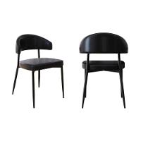 2 Unidades Cadeira Bless Fixa C/4 Pés 53 X 55 X 78cm. Courino Preto Courino Preto - 1