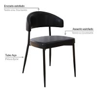 2 Unidades Cadeira Bless Fixa C/4 Pés 53 X 55 X 78cm. Courino Preto Courino Preto - 3