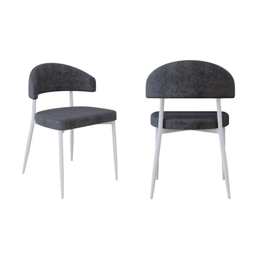 2 Unidades Cadeira Bless Fixa C/4 Pés 53 X 55 X 78cm Pés Brancos. Lautrec Grafite Lautrec Grafite - 1