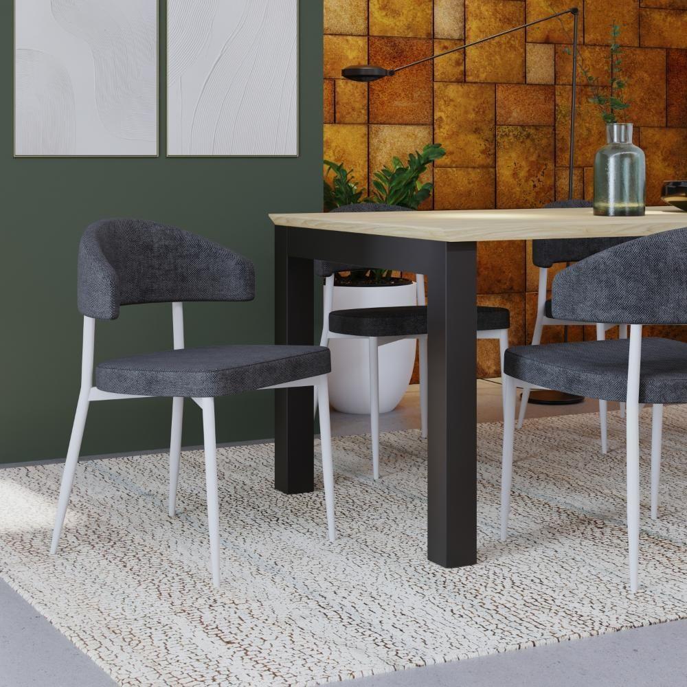 2 Unidades Cadeira Bless Fixa C/4 Pés 53 X 55 X 78cm Pés Brancos. Lautrec Grafite Lautrec Grafite - 2