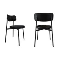 2 Unidades Cadeira Kyta Fixa C/4 Pés 50 X 44,7 X 83,8 Cm - Courino Preto - Preto Fosco Epoxi Courino Preto - 1