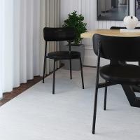 2 Unidades Cadeira Kyta Fixa C/4 Pés 50 X 44,7 X 83,8 Cm - Courino Preto - Preto Fosco Epoxi Courino Preto - 2