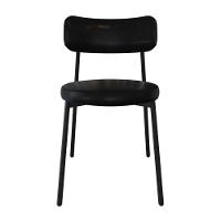 2 Unidades Cadeira Kyta Fixa C/4 Pés 50 X 44,7 X 83,8 Cm - Courino Preto - Preto Fosco Epoxi Courino Preto