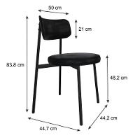 2 Unidades Cadeira Kyta Fixa C/4 Pés 50 X 44,7 X 83,8 Cm - Courino Preto - Preto Fosco Epoxi Courino Preto - 6