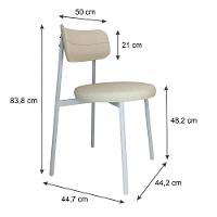 2 Unidades Cadeira Kyta Fixa C/4 Pés 50 X 44,7 X 83,8 Cm Pés Brancos. Corriente Areia Corriente Areia - 6