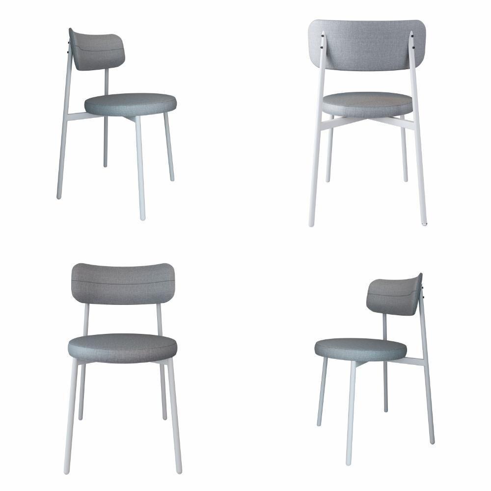 4 Unidades Cadeira Kyta Fixa C/4 Pés 50 X 44,7 X 83,8 Cm Pés Brancos. Corriente Cinza Claro Corriente Cinza Claro - 1